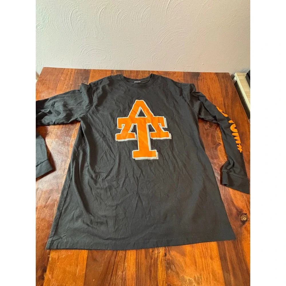 Astraco Mens Wolfpack The Trail Long Sleeve Graphic Tee Black‎ Orange Large